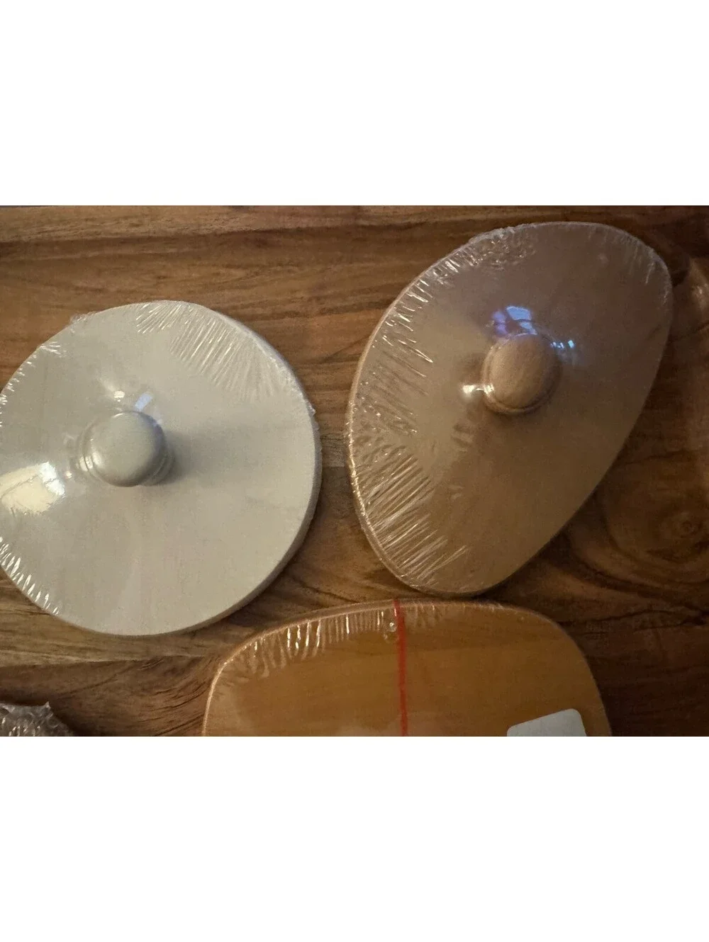 Lot Of 5- Longaberger Lids Only Different Sizes Wood And White Washed